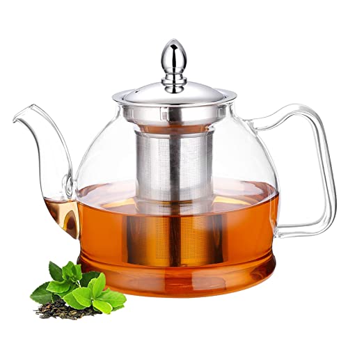 Lista de Tetera Walmart los más solicitados. 43 Ausein Tetera de Vidrio para Estufa, Tetera de 1000 ml con Infusor Extraíble de Acero Inoxidable, Tetera de Cristal para Té Floreciente y Té de Hojas Suelta, Apta para Estufa y...