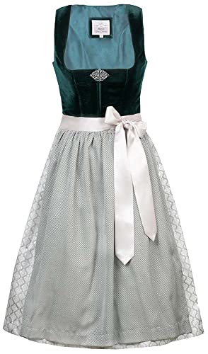 Marjo Dirndl Chera 65er Länge dunkelgrün | Jacquard schlicht elegant |...