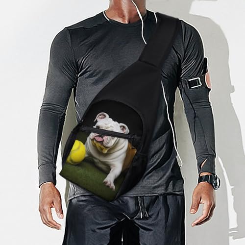 Mochila tipo bandolera con Bulldog y pelota amarilla miniatura 7