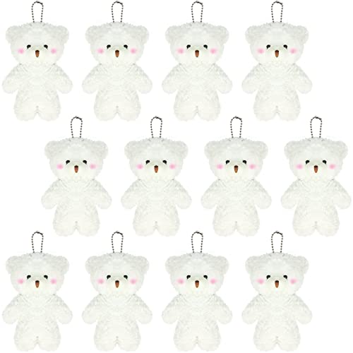12 Pack Mini White Teddy Bears , 4.7 inch Tiny Soft Stuffed Teddy Bear, Small Plush Bears Bulk for Baby Shower Party Decor Valentine's Day Gift Favors Bag DIY Keychain Crafts