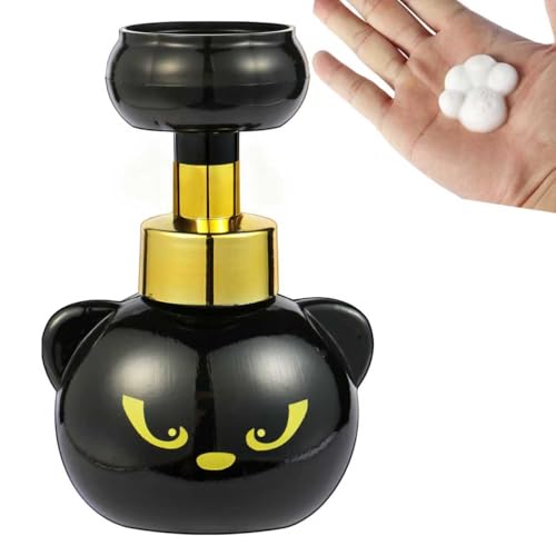 Cute Cat Paw Foam Soap Dispenser Black Kitty Foaming Pump Bottle Creates Paw-Shaped Foam Refillable Eco-Friendly Hand Soap Dispenser for Home Salon and Bathroom - BPA Free