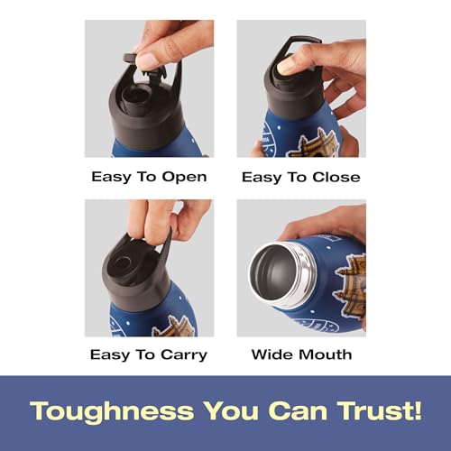 Image of WARMEO VIBE 1000 Stainless Steel Water Bottle 1000 ml | Incredible India 3D Embossed Design | Single Walled, ISI Certified I Leak Proof Lid, Rust Proof I For School, Office, Gym I Blue