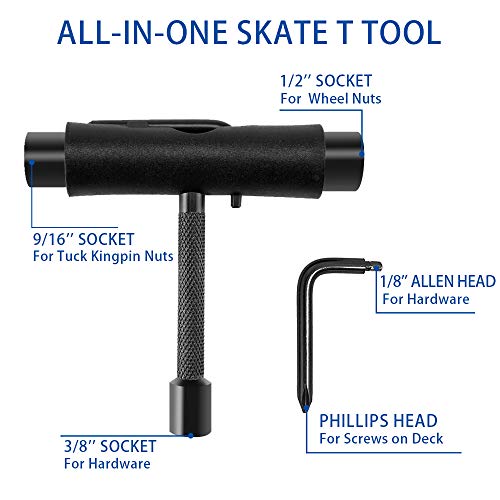 Keecaan AllinOne Skate Tools, T Skateboard Tool and Allen Key with