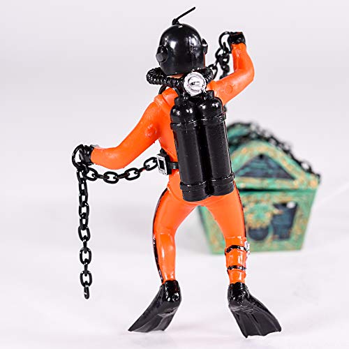 Image of Penn-Plax Aquarium Decoration with Moving Treasure Chest, Floating Diver and Bubble Action, 4 Inches High
