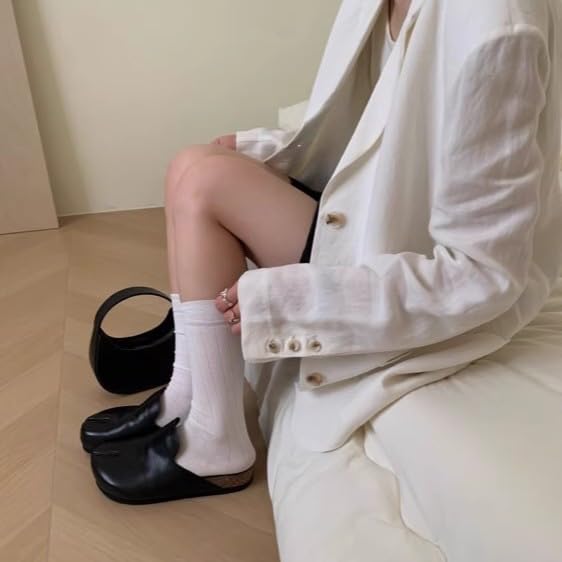 Tabi Mules Split Toe Leather Women Potato Shoes Chunky Platform Slip On Slides Non Slip Breathable Loafers Y2K Kawaii Fashion Elegant Dressy Streetwear Spring Summer Fall Outdoors Back to School2