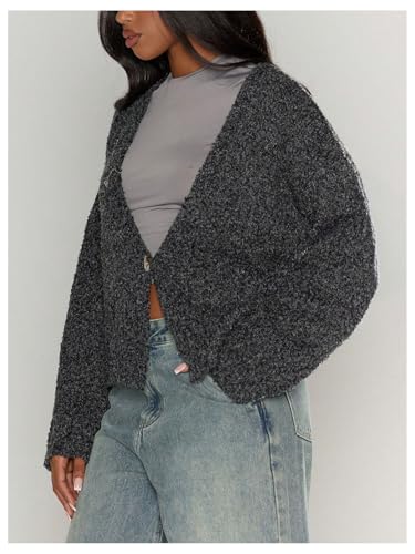 Image of COZYEASE Women's Oversized Striped Cardigan Sweaters Button Down Long Sleeve Drop Shoulder Knit Outerwear Coat