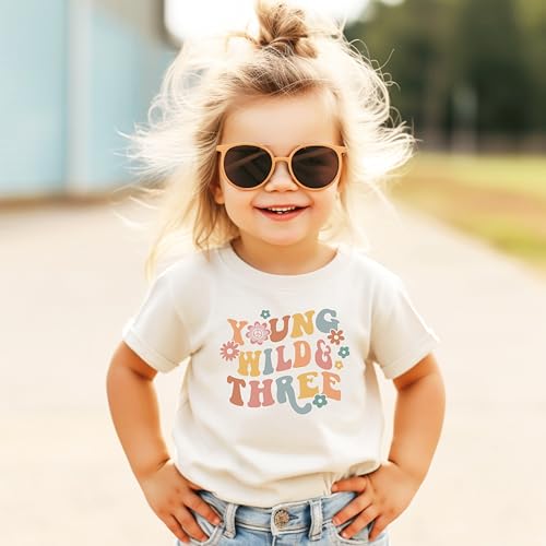 Young Wild Three Daisy Groovy Adorable 3rd Birthday Shirt for Infant Baby Toddler Girl Third Birthday Outfit2