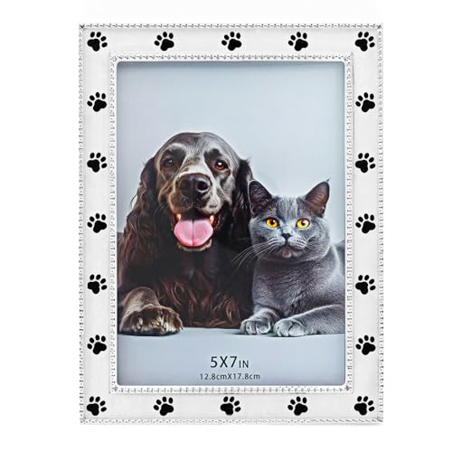 MeiJingLif Dog Picture Frame - 5x7 Metal Cute Picture Frames Pet Memorial Gifts for Dogs Perfect for Home Decor Office Desk & Gifting to Pet Lovers
