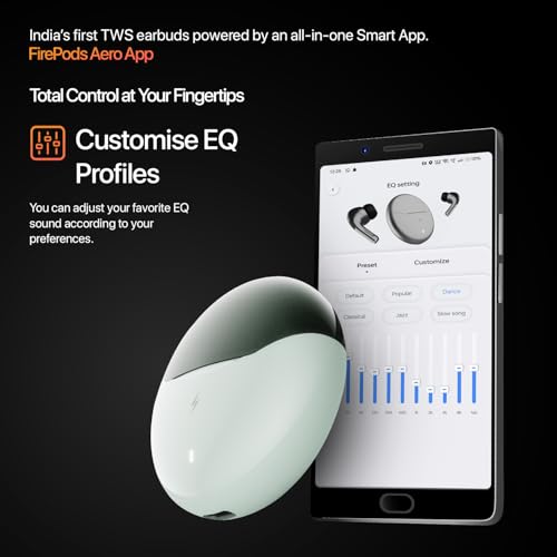 Image of Fire-Boltt Aero TWS Earbuds Custom EQ, Wireless Bluetooth 5.4, Music & App Support, 50H Playtime, Fast Charging Case, 50ms Low Latency for Gaming, Touch Controls, IPX4 Waterproof, Clear Calls - Sage