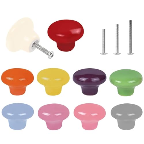 ShipeeKin 10x Boutons De Porte Coloré Mignon Rond En Céramique Tiroir Poignée 32mm Pour Enfants Chambre À Coucher