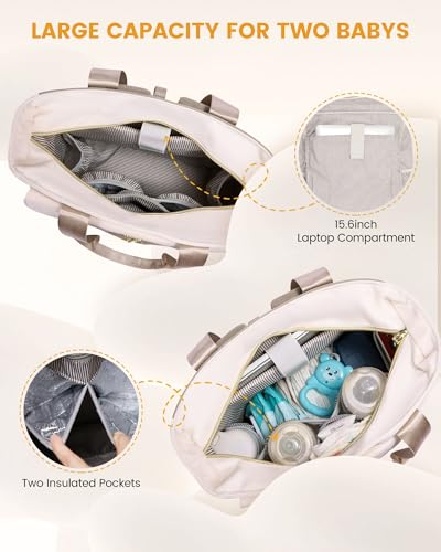 Lovevook Diaper Bag Backpack,Diaper Bag Tote With Insulated Pockets,Baby Bag For Girl Boy With Changing Pad,Large Baby Diaper Bag With Pacifier Case,Anti-Theft Travel Backpack For Women,Coffee-Beige thumb #1