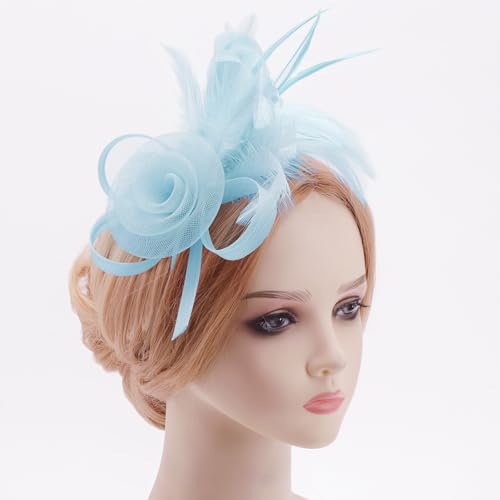 Image of DRESHOW Fascinators Hats for Women Tea Party Fascinator Hats Vintage 50s Headwear Cocktail Wedding Church Derby Hat