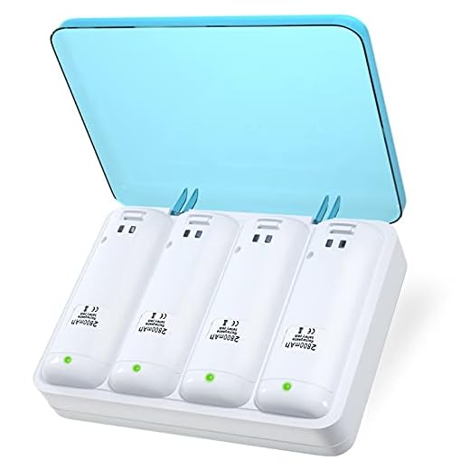 Battery Charger for Wii & Wii U Remote Controller,4pcs 2800mAh NiMH Rechargeable Battery Packs with 4-in-1 Charging Station for Wii & Wii U Game Remote [ Latest Upgrade Version]-White