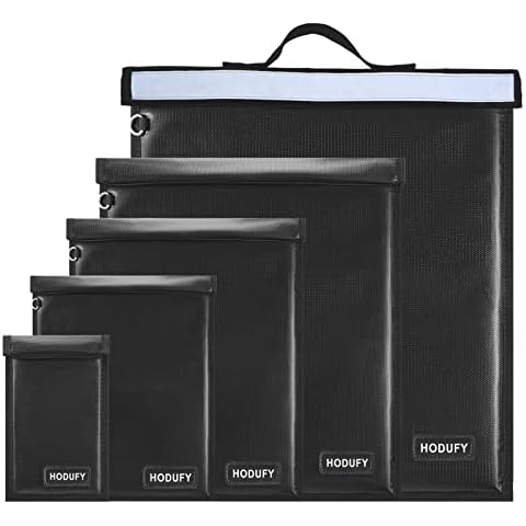 5 Pack Faraday Bags, Extra Large Faraday Bag for Laptops & Tablets & Radio & Car Keys, Faraday Cage with Handle, Fireproof & Water Resistant Faraday Pouch, Faraday Key Fob Protector Cover