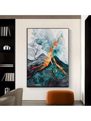 Peinture murale moderne volcan vert pour revitaliser un salon terne