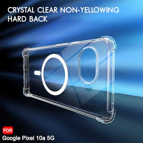 Image of TheGiftKart Shockproof Ultra-Hybrid Back Cover Case for Google Pixel 10A Compatible with MagSafe | 360 Degree Protection | Crystal Clear Hard Back Cover Case (PC & TPU, Transparent Bumper)