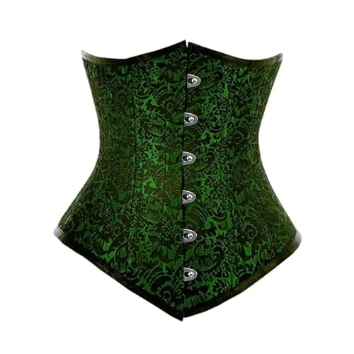 Corset waist training long vert et noir doté de doubles baleines en acier