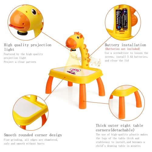 CS COSDDI Proyector de Dibujo para niños, Mesa de proyector de Dibujo para niños, proyector de Juguete con luz y música, proyector de Dibujo de Pintura, Juguete para niños y niñas a Partir de 3 años