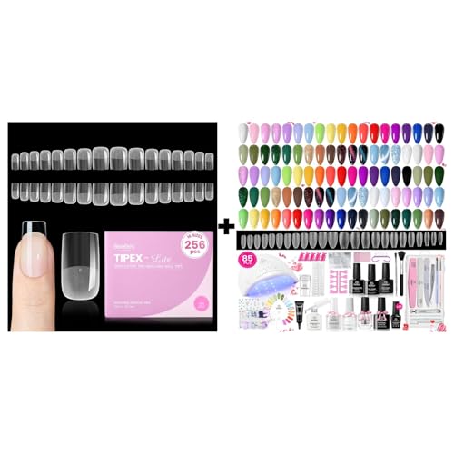 Beetles Tipex Lite Apex Nail Tips, Square Short, 256pcs 16