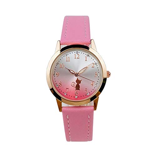 Student Regardez des Montres pour Enfants avec Motif de Chaton, Montre de Dessin animé de Dessin animé, Montre de Mouvement de Quartz analogique, Bracelet en Cuir Artificiel, Montre-Bracelet de Sport Cover