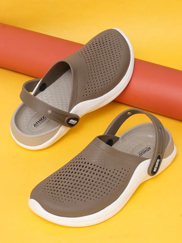 Image of Athco Avatar Clogs for Men|Boys|Unisex|Dual-Color Soft EVA Cushioned Footbed|Easy Wear with Adjustable Back Strap|Lightweight|Flexible|Breathable|Extra Soft Comfortable Anti-Skid Casual Mule|All-Season|Summer|Monsoon|Rain|Winter|Waterproof|Casual Slip-On Sandal|Indoor & Outdoor Wear|Trendy|Fashionable|Stylish|Shoes