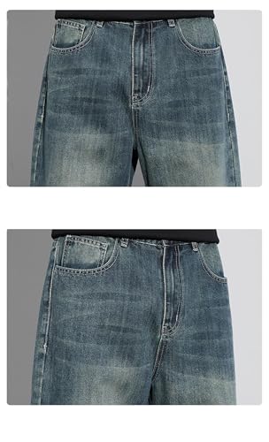 Men Winter Fleece Baggy Straight Jeans Classic Vintage Wide Leg Denim Pants Thickened Warm Trousers3