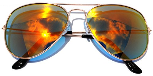 Image of OWL Aviator Sunglasses Mens Womens Metal Frame Assorted Mirrored, Smoke, Tinted Lens Colors