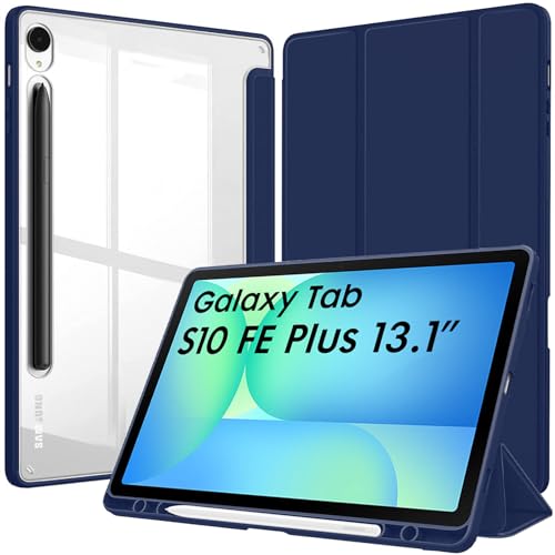 Image of Robustrion Cover Case for Samsung Galaxy Tab S10 FE Plus 13.1 inch Cover with [Pencil Holder] Hybrid Cover for Samsung Tab S10 FE Plus 13.1 inch Tablet [Auto Sleep Wake Support] - Navy