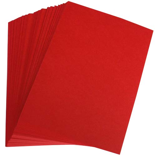 50 A6 Red Card Stock – 250gsm Double-Sided Core-Coloured Card | Pack for Crafting, Printing, Die Cutting & Handmade Cards | 148mm x 105mm Heavyweight Card for Inkjet or Laser Printers