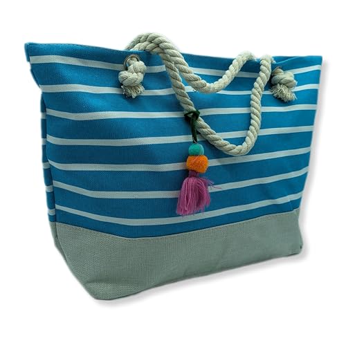 Saturnali Grande Borsa da Spiaggia (Righe Azzurre)
