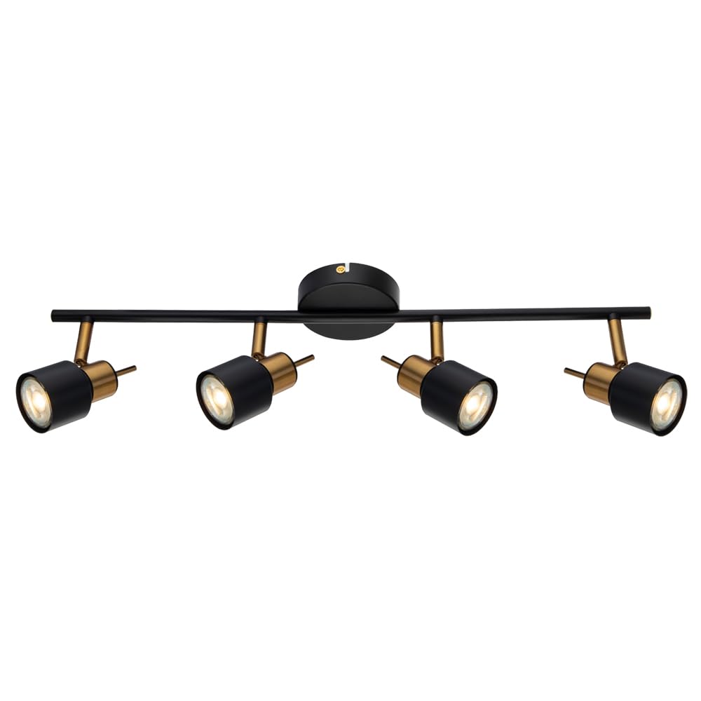 Lámpara de techo con 4 focos orientables, metal, focos LED de interior para pasillo y cocina