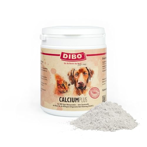 DIBO Calcium Plus, 800g-Dose, Futterergänzung als gesunde, natürliche, artgerechte Ernährung für Hunde und Katzen, Hundefutter, Barf, B.A.R.F. Pulver
