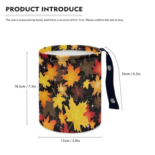 Image of Colorful Maple Leaves Car Trash Bin Hanging, Waste Basket - Cute, Portable, Collapsible, Waterproof Rubbish Bag for Back Seat, Floor, or Hanging Headrest