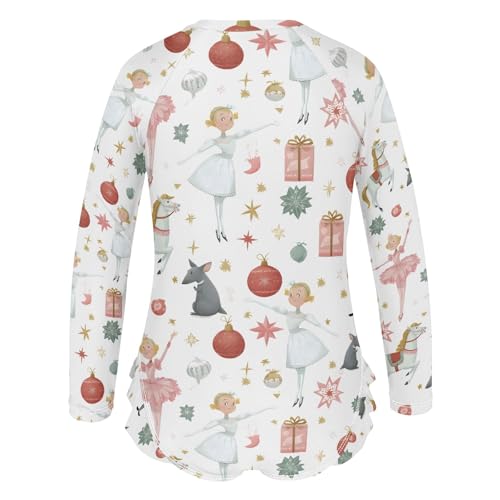 ALAZA Toddler Swimsuit Girl Bathing Suit Swimwear Rash Guard Christmas Nutcracker Ballerina Princess Long Sleeve 3T3