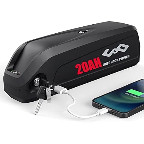 UPP 52V 20AH Hailong Ebike Battery for Electric Bike 1500w 1000w 750w 500w 250w, Lithium ion Battery with Charger, USB Port Cover