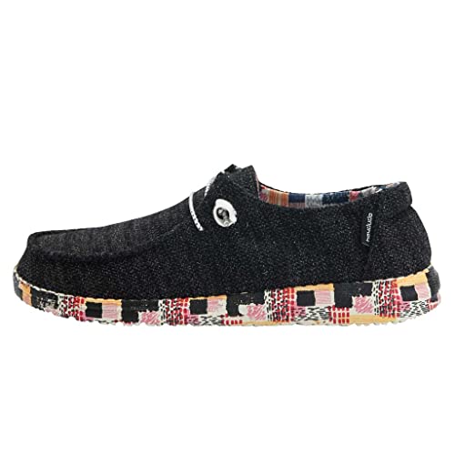 Image of HEYDUDE Women's Wendy Print Black Geo Size 10 | Women's Shoes | Women's Lace Up Loafers | Comfortable & Light-Weight