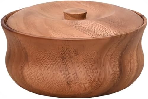 DancJulieフルーツ キャンディー 木製食器 スナック 無垢材 天然木 ふた付き 軽量 サラダ 丸型 蓋付き フルーツ 木製盆地 キッチン レストラン用 お菓子器 お菓子入れ 菓子鉢 間食ケース スナック収納 クリエイティブなインスタントラーメン (