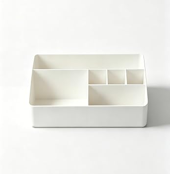 White Desk Organizer Table Storage Box, Desktop Caddy Holder, Multi-Functional Pencil Holder for Office, School and Cosmetic Supplies