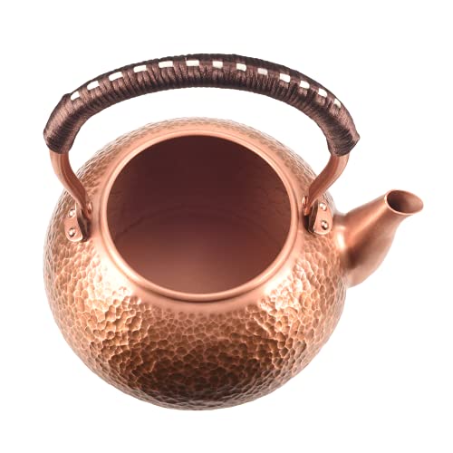 Wollet Copper Tea Kettle For Stove Top, Handmade Solid Copper Tea Pot Kettle Stovetop Teapot Thick Engraved Copper Tea Pot Kettle Hammered Stovetop Teapot (Style4) #TOP3