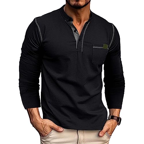 Mens Henley Shirts Long Sleeve Tactical Fleece Sweatshirt Button Pullover Sweater Casual Sweater Lightweight Pullover2