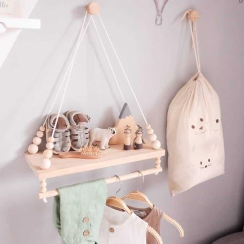 Support de rangement mural suspendu pour désencombrer avec style bohème