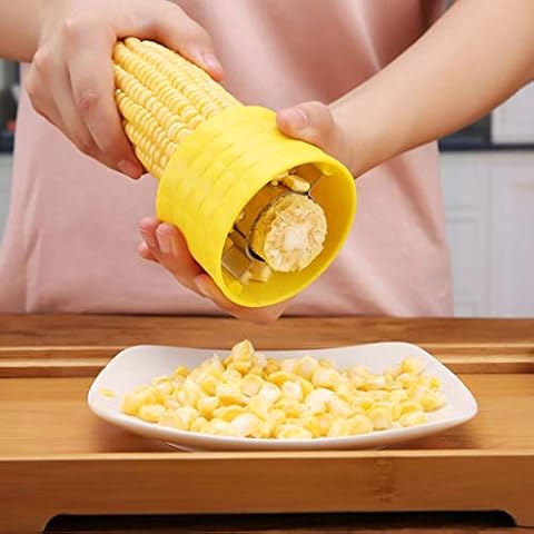 Gneric Cob Corn Stripper, Corn Stripping Tool Manual Corn Threshing for Removing Kernels from Fresh Corn, Easy to use, Yellow Cover