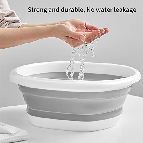 2 Stück Outdoor Faltbar runde Spülschüssel tragbar Geschirrspülbecken, faltbar Waschbecken, Mehrzweck-Faltschüssel platzsparende -Waschwanne für Reisen, Camping und Zuhause Küche(grau 6L +4L)