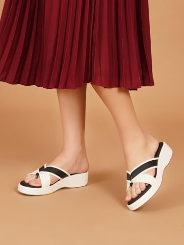 Image of TRYME Stylish Platform Wedges Slippers | Stylish Cross Strap Soft Sole Lightweight Slippers for Daily Comfort