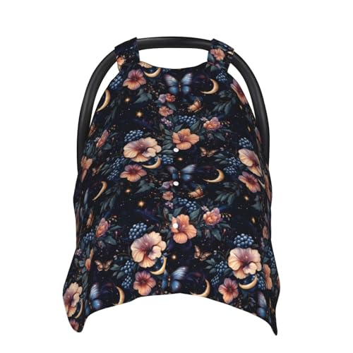 Housse de siège auto pour bébé avec motif papillon et fleur rose