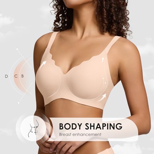 Image of Seamless Wireless Bra for Women with Support - No Underwire Full Coverage Push Up Comfort Bras - Back Fat Smoothing Bralette