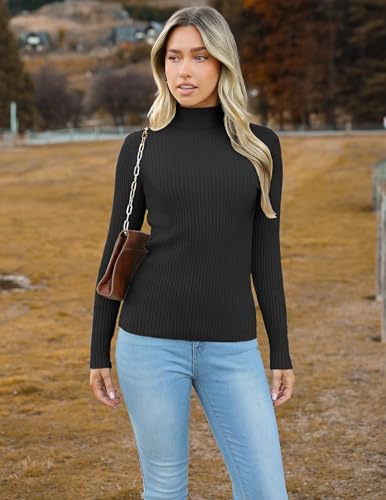 Zeagoo Women's Turtleneck Sweaters 2025 Fall Fitted Long Sleeve Pullover Sweater Ribbed Knit Basic Tops2