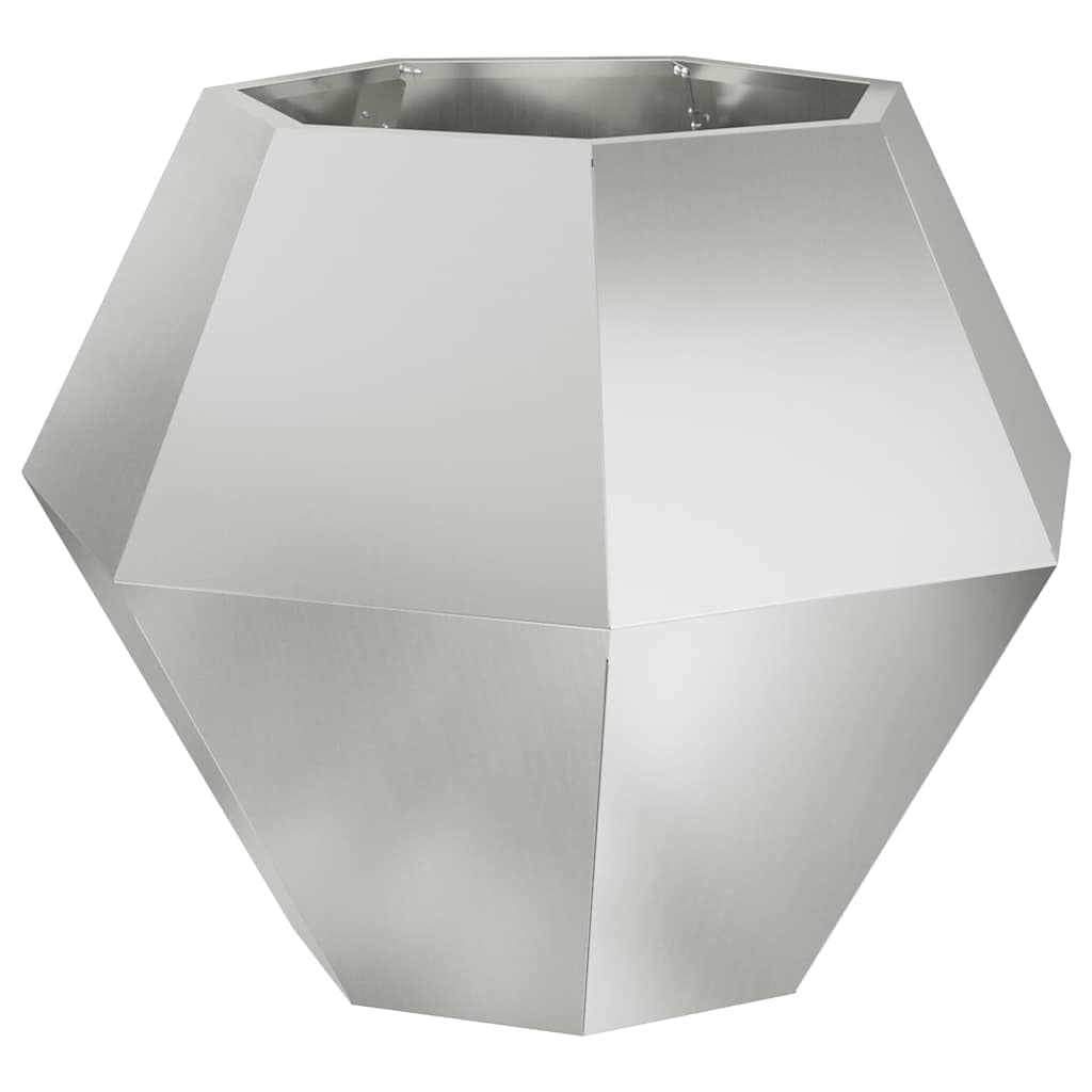 Macetero rectangular de acero galvanizado, 75 x 75 x 60 cm, plateado, para jardín, terraza, balcón, construcción de acero macizo, fácil montaje, exterior duradero
