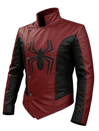 The Classo Spideey Men Maroon Faux leather Jacket Super hero Movie Design