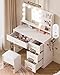 LIVELYGLOW White Makeup Vanity with HD Mirror & 10 LED Bulbs, 35.4